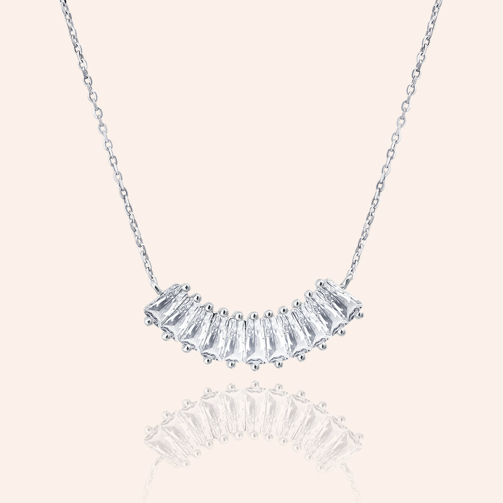 "Baguette Illusions" 1.7CTW Baguette Curved Bar Necklace