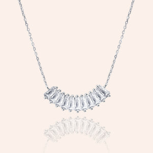 "Baguette Illusions" 1.7CTW Baguette Curved Bar Necklace