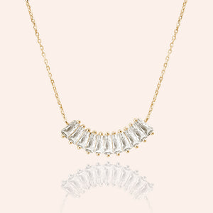 "Baguette Illusions" 1.7CTW Baguette Curved Bar Necklace