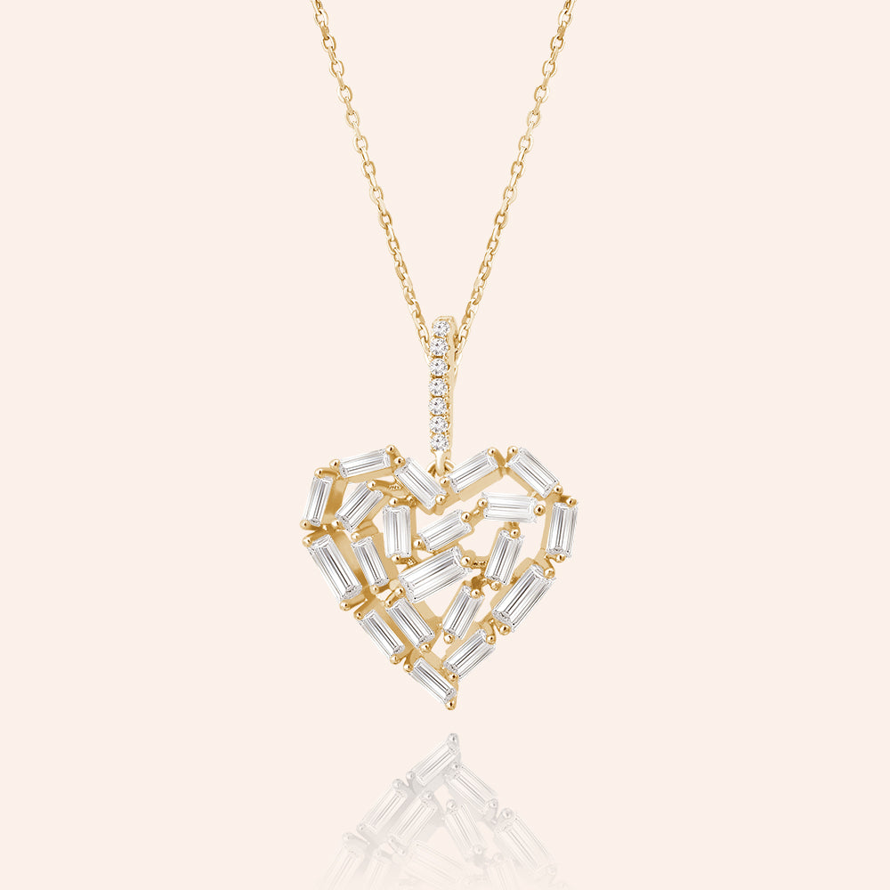 "Take my Heart Away" 2.5CTW Baguette Cluster Pendant Necklace