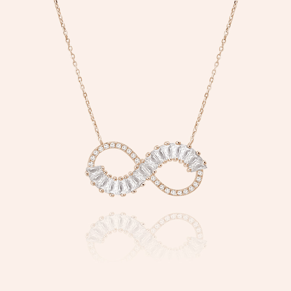 "Endless Beauty" 3.5CTW Baguette Infinity Sign Necklace