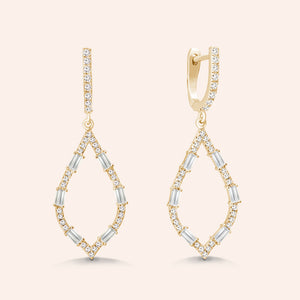 "Moonlight Sparkle" 2.6CTW Baguette Open Marquise Drop Earrings