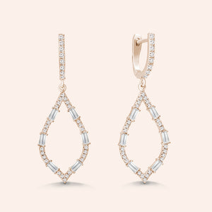 "Moonlight Sparkle" 2.6CTW Baguette Open Marquise Drop Earrings