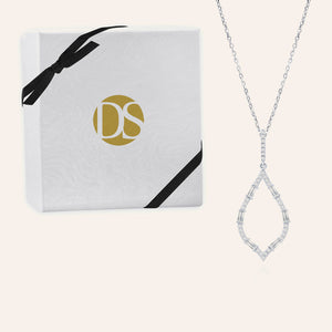 "Moonlight Sparkle" 1.4CTW Baguette Open Marquise Pendant Necklace