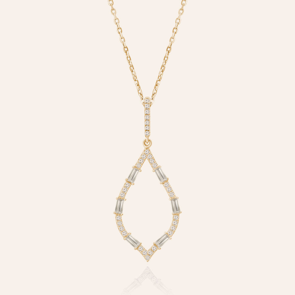"Moonlight Sparkle" 1.4CTW Baguette Open Marquise Pendant Necklace