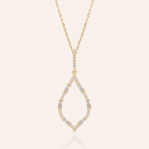 "Moonlight Sparkle" 1.4CTW Baguette Open Marquise Pendant Necklace