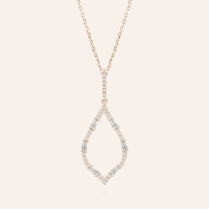 "Moonlight Sparkle" 1.4CTW Baguette Open Marquise Pendant Necklace