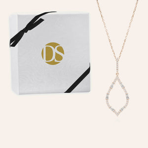 "Moonlight Sparkle" 1.4CTW Baguette Open Marquise Pendant Necklace
