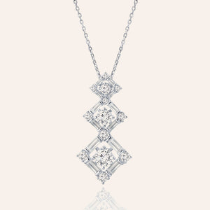 "Hierarchy Delight" 2.6CTW Baguette Graduated Diamond Shape Pendant Necklace