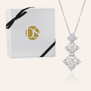 "Hierarchy Delight" 2.6CTW Baguette Graduated Diamond Shape Pendant Necklace
