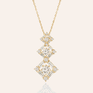 "Hierarchy Delight" 2.6CTW Baguette Graduated Diamond Shape Pendant Necklace