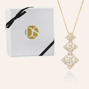 "Hierarchy Delight" 2.6CTW Baguette Graduated Diamond Shape Pendant Necklace