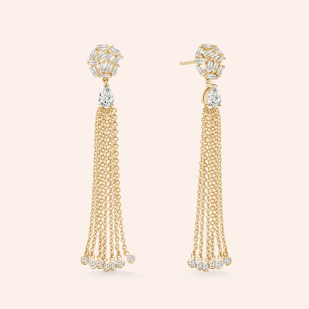 "Tassel Glamour" 4.8CTW Baguette Dangling Earrings