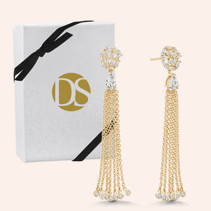 "Tassel Glamour" 4.8CTW Baguette Dangling Earrings