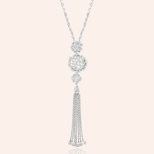 "Tassel Glamour" 6.2CTW Baguette Statement Pendant Necklace