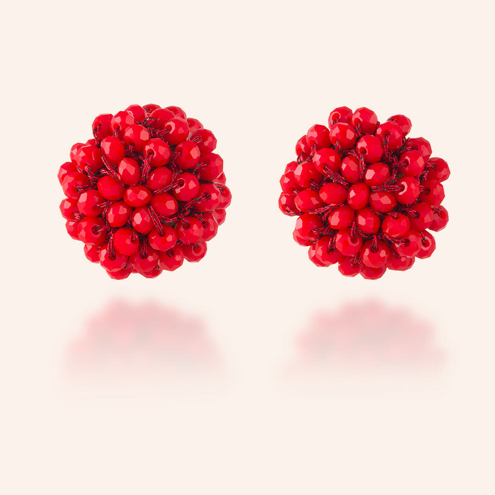 "Full Bloom" Handcrafted Crochet Faceted Beaded Crystal Post Earrings