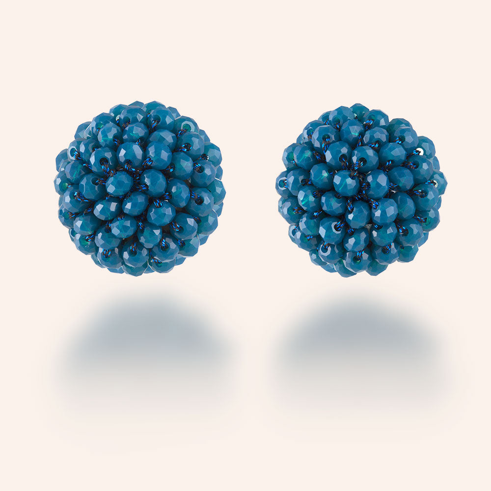 "Full Bloom" Handcrafted Crochet Faceted Beaded Crystal Post Earrings