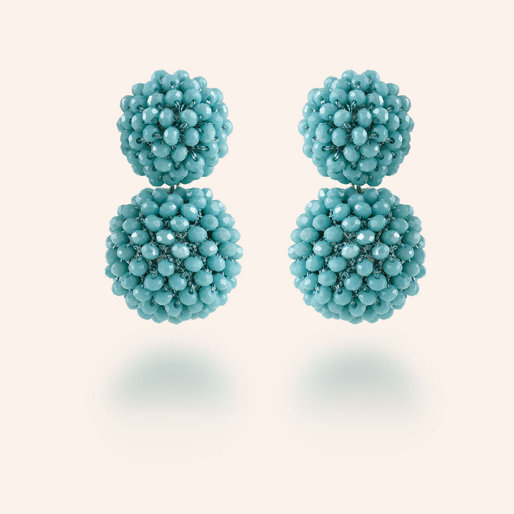 "Dangle Bloom" Handcrafted Crochet Faceted Beaded Crystal Drop Earrings