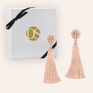 "Time to Bloom" Handcrafted Crochet Faceted Beaded Crystal Tassel Earrings
