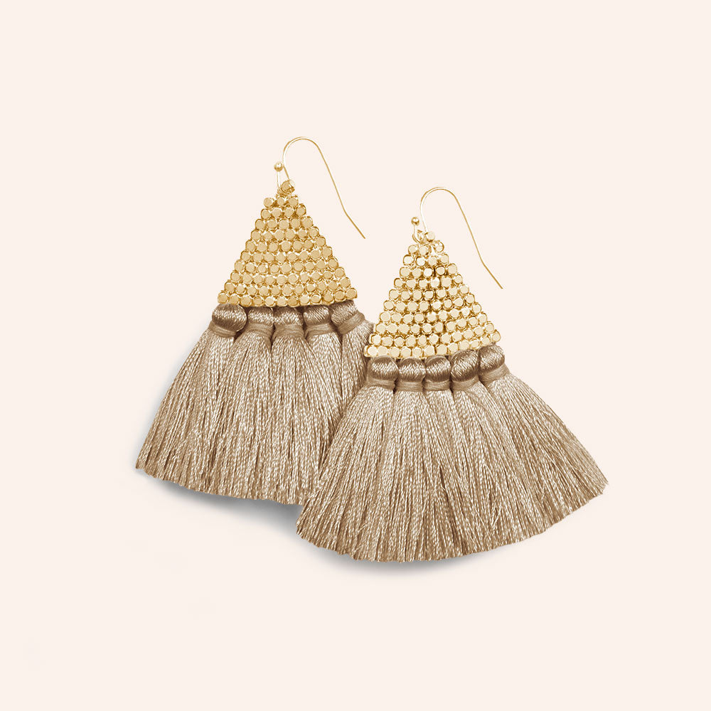 "Triana" Handcrafted Woven Beaded Tassel Drop Earrings