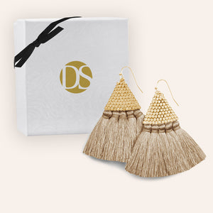 "Triana" Handcrafted Woven Beaded Tassel Drop Earrings
