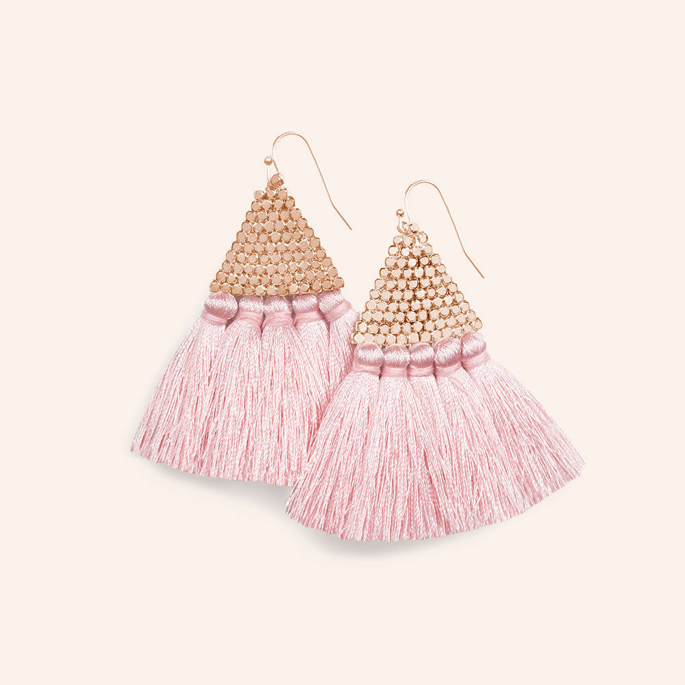 "Triana" Handcrafted Woven Beaded Tassel Drop Earrings