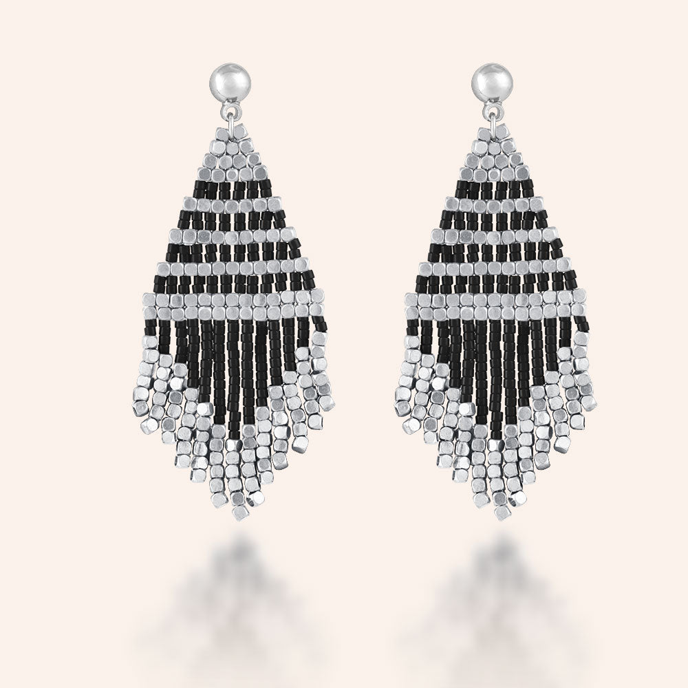 "Trillian" Handcrafted Woven Beaded Drop Earrings
