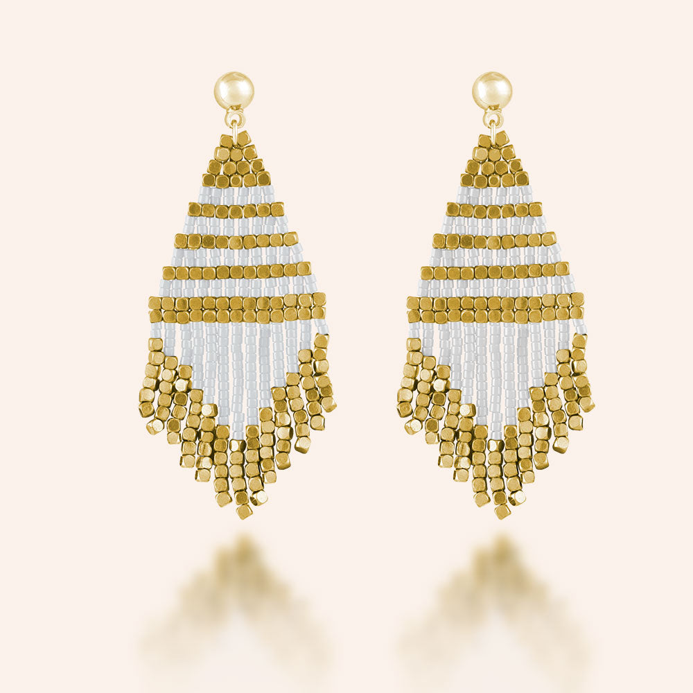 "Trillian" Handcrafted Woven Beaded Drop Earrings