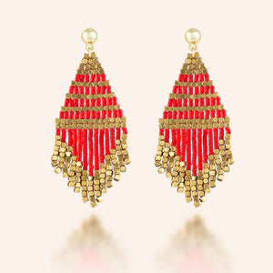 "Trillian" Handcrafted Woven Beaded Drop Earrings