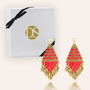 "Trillian" Handcrafted Woven Beaded Drop Earrings