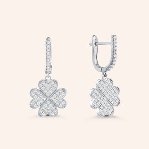 "Forever Mine" 1.3CTW Pave 4 Petals Clover Drop Earrings