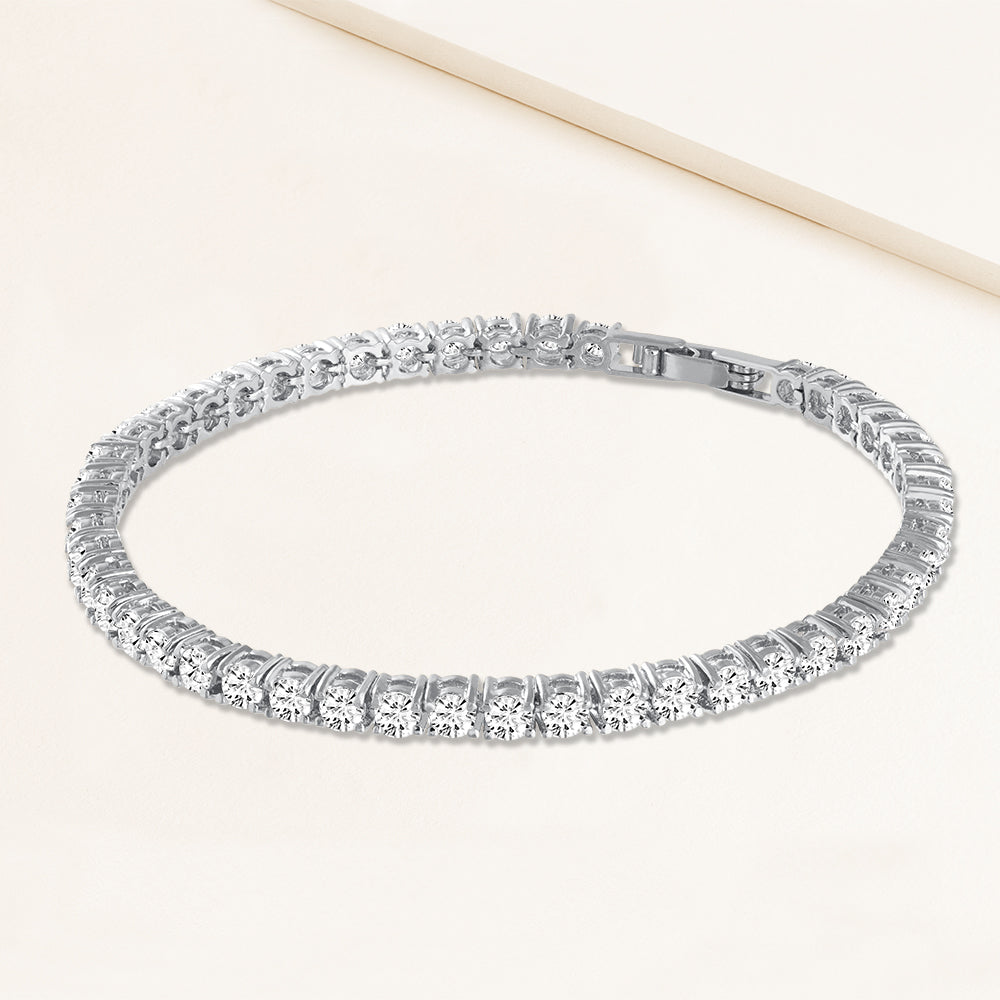 7ct Diamond Tennis Bracelet Bezel Set 14k White Gold – DeeJay Jewelers