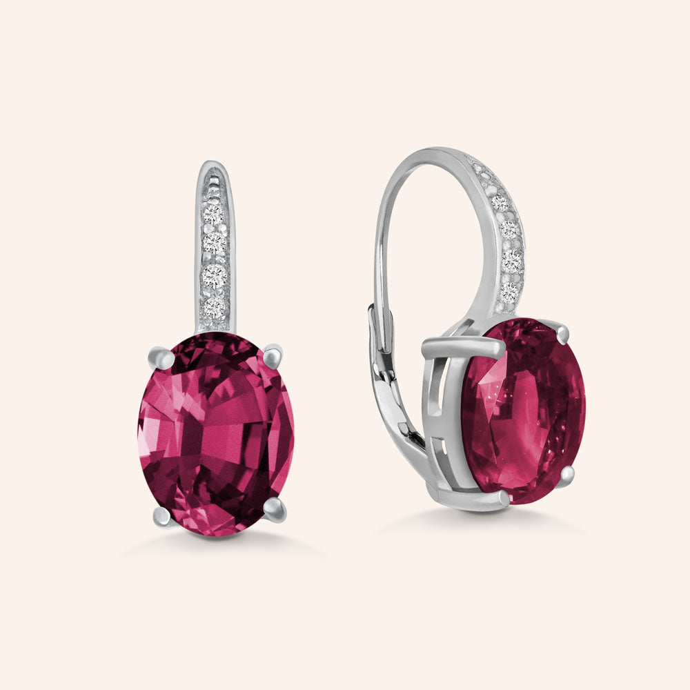 "Nicole" Oval Cut Drop Earrings - Silver