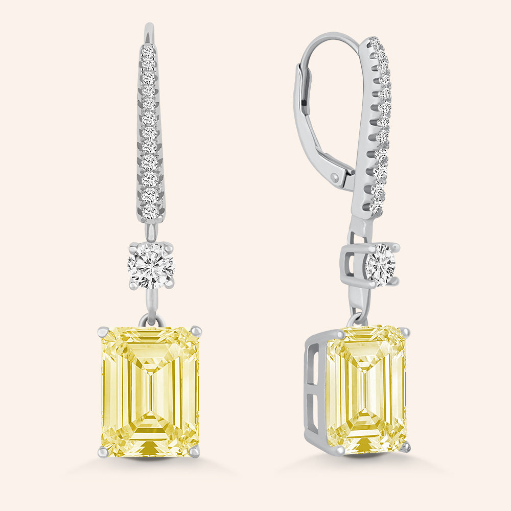 "Angelina" 9.5CTW Emerald Cut Drop Earrings