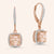 "Amy" 2.0CTW Champagne Cushion Cut Pave Halo Dangling Earrings - Rose Gold