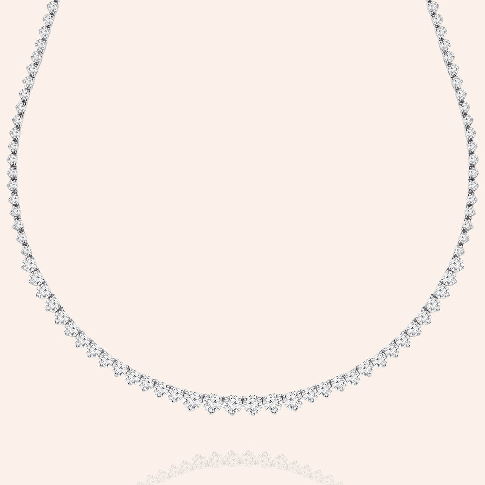 "Unforgettable" 13.5CTW  Graduated Round Cut Stones Princess Setting Infinity Necklace - Includes Extender - Silver