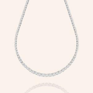 Master Piece 19CTW  Graduated Round Cut Stones Tennis Necklace - Includes Extender - Silver