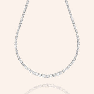 Master Piece 19CTW  Graduated Round Cut Stones Tennis Necklace - Includes Extender - Silver