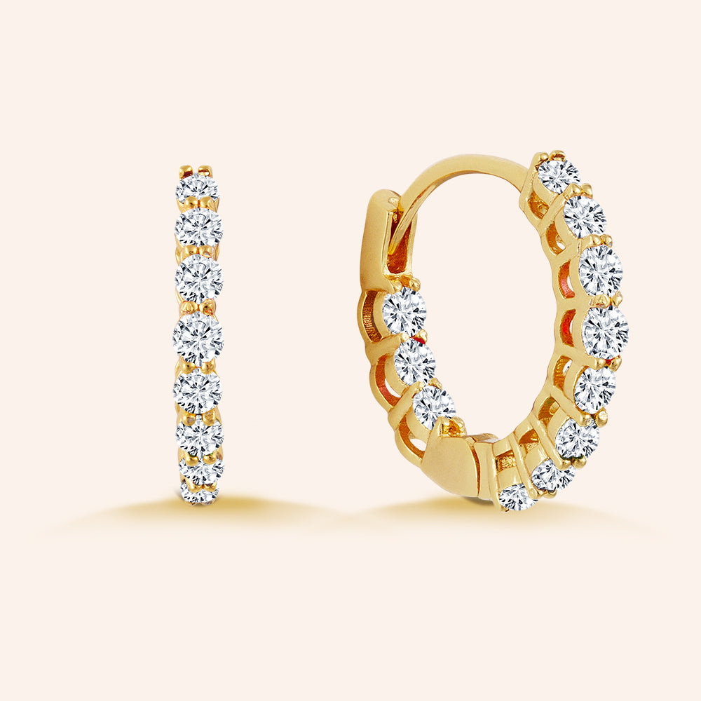 1 Row Mini” 1.0ctw Inside-outside Huggie Earrings - Gold