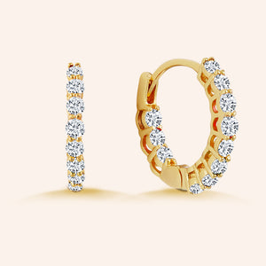 “1 Row Mini” 1.0ctw  Inside-outside Huggie Earrings - Gold Vermeil over Sterling Silver