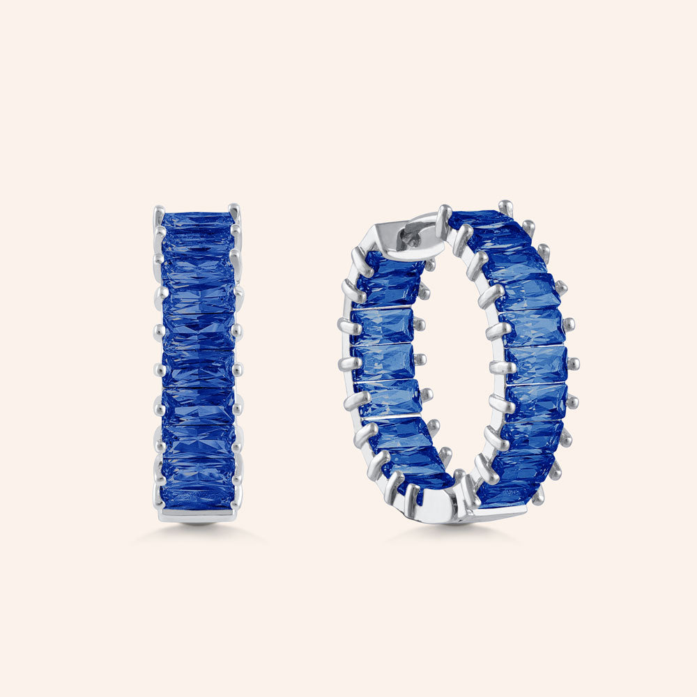 "The Oasis" 5.5CTW Inside-Outside Hoop Earrings - Silver