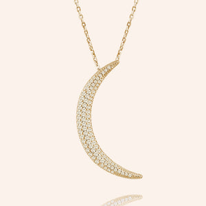 "Luna" 1.7CTW Pave Moon Necklace - Sterling Silver / Gold Vermeil