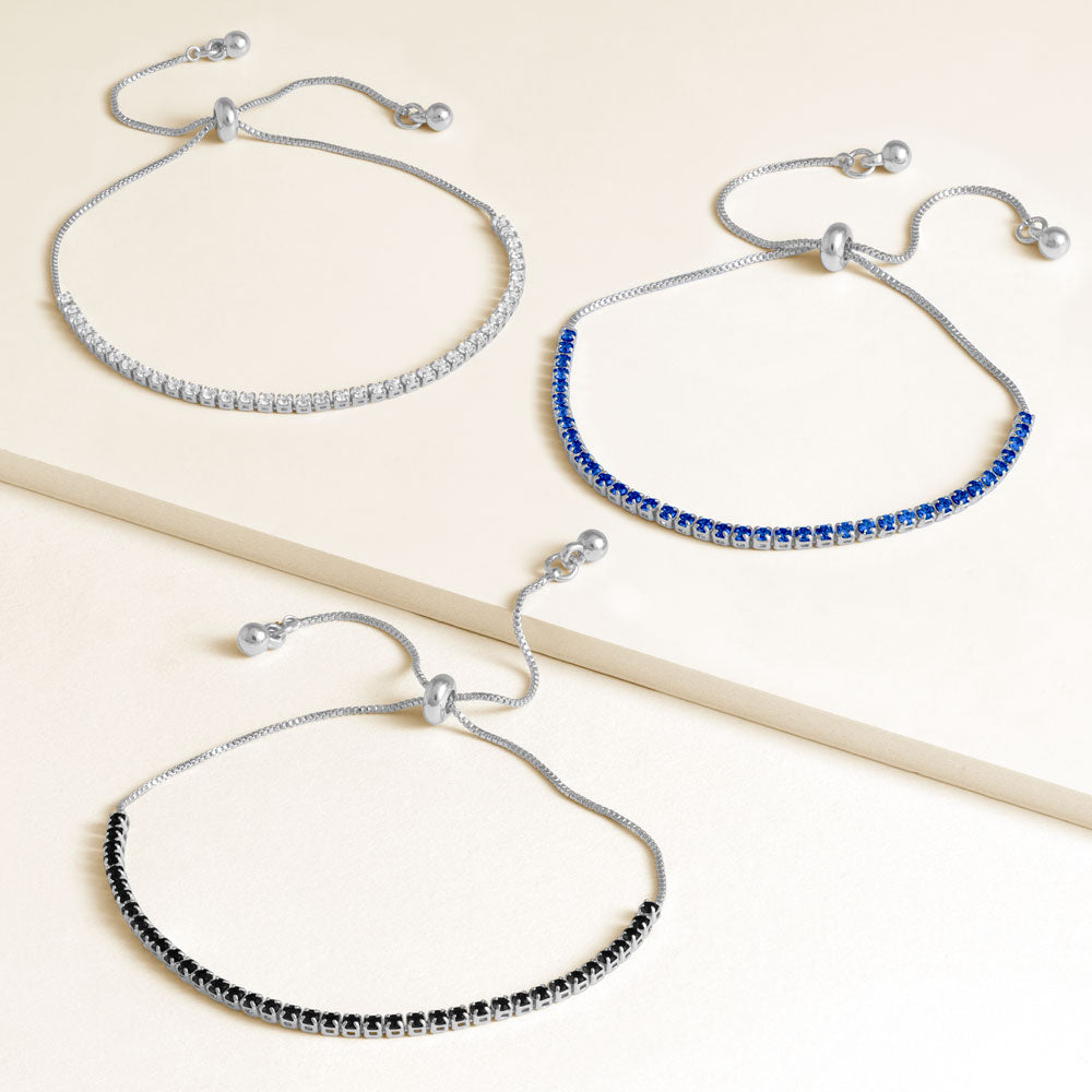 "Time After Time" Set of Three 1.35CTW Tennis Pull-Tie Bracelets - Silver