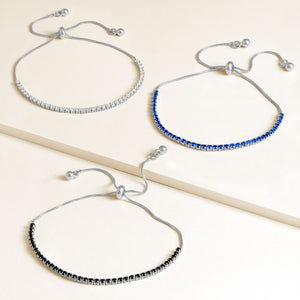 "Time After Time" Set of Three 1.35CTW Tennis Pull-Tie Bracelets - Silver