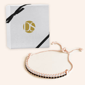 "Double Take" 12.5CTW Two Tone Round Cut Tennis Pull-Tie Bracelet