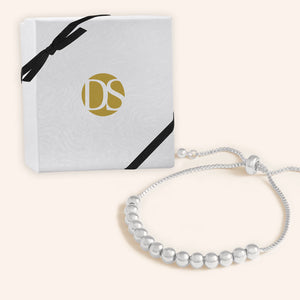 "Mine Definitely" Highly Polished Beaded Pull-Tie Bracelet