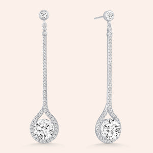 "Runway"  5.5CTW Pave Prong-set Round Cut Dangling Earrings - Silver