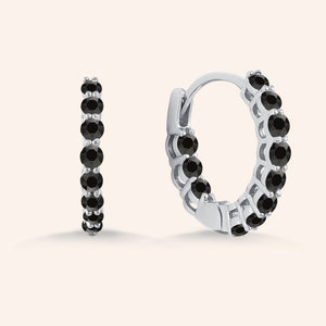 “1 Row Mini” 1.0ctw  Inside-outside Huggie Earrings - Sterling Silver