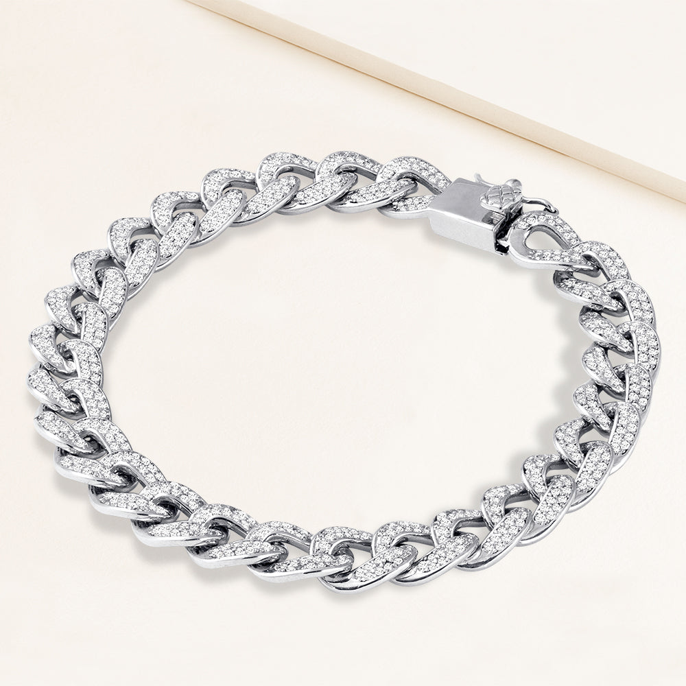 "Links of Glam" 6.2 Pave Curb Chain Bracelet