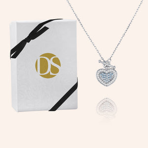 "Hearts Collide" 1.8CTW Pave Pendant Necklace - Sterling Silver / Gold Vermeil